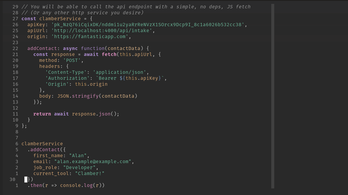 Screenshot: API Headers Configuration