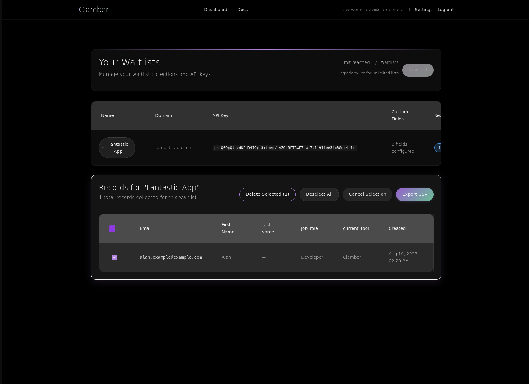 Screenshot: Bulk Selection Interface