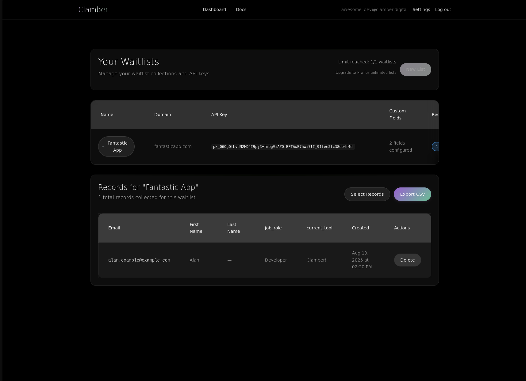 Screenshot: Detailed Contact View