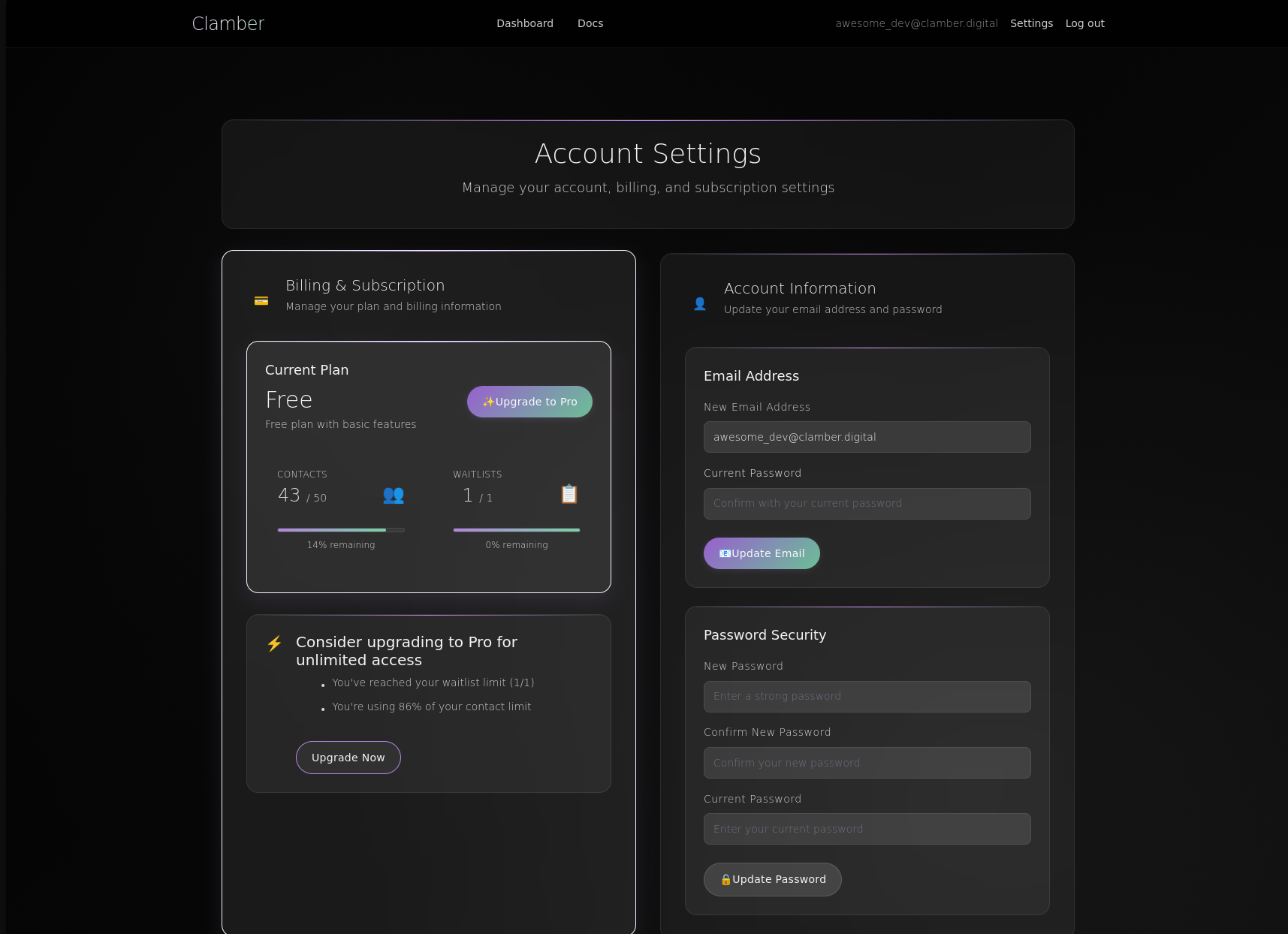 Screenshot: Contact Limit Progress Bar