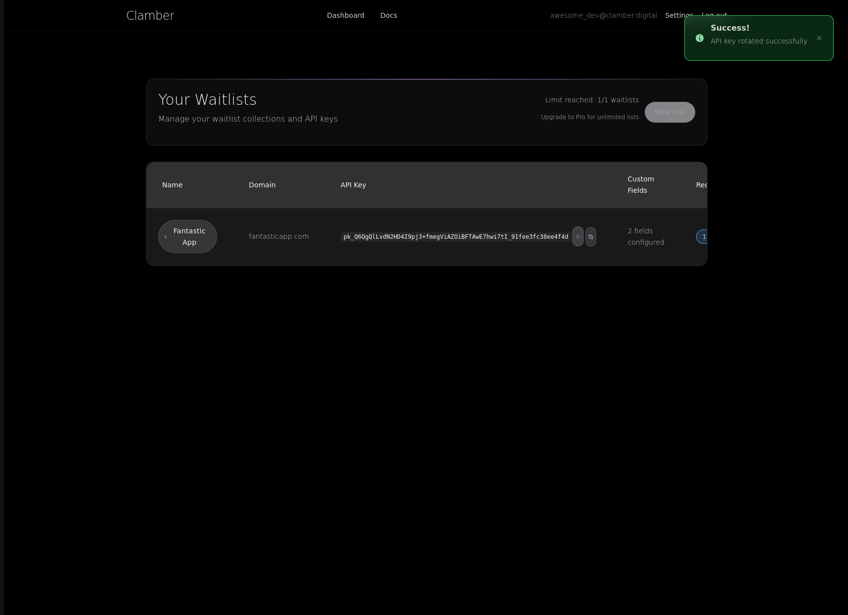 Screenshot: Post-Rotation Success Message